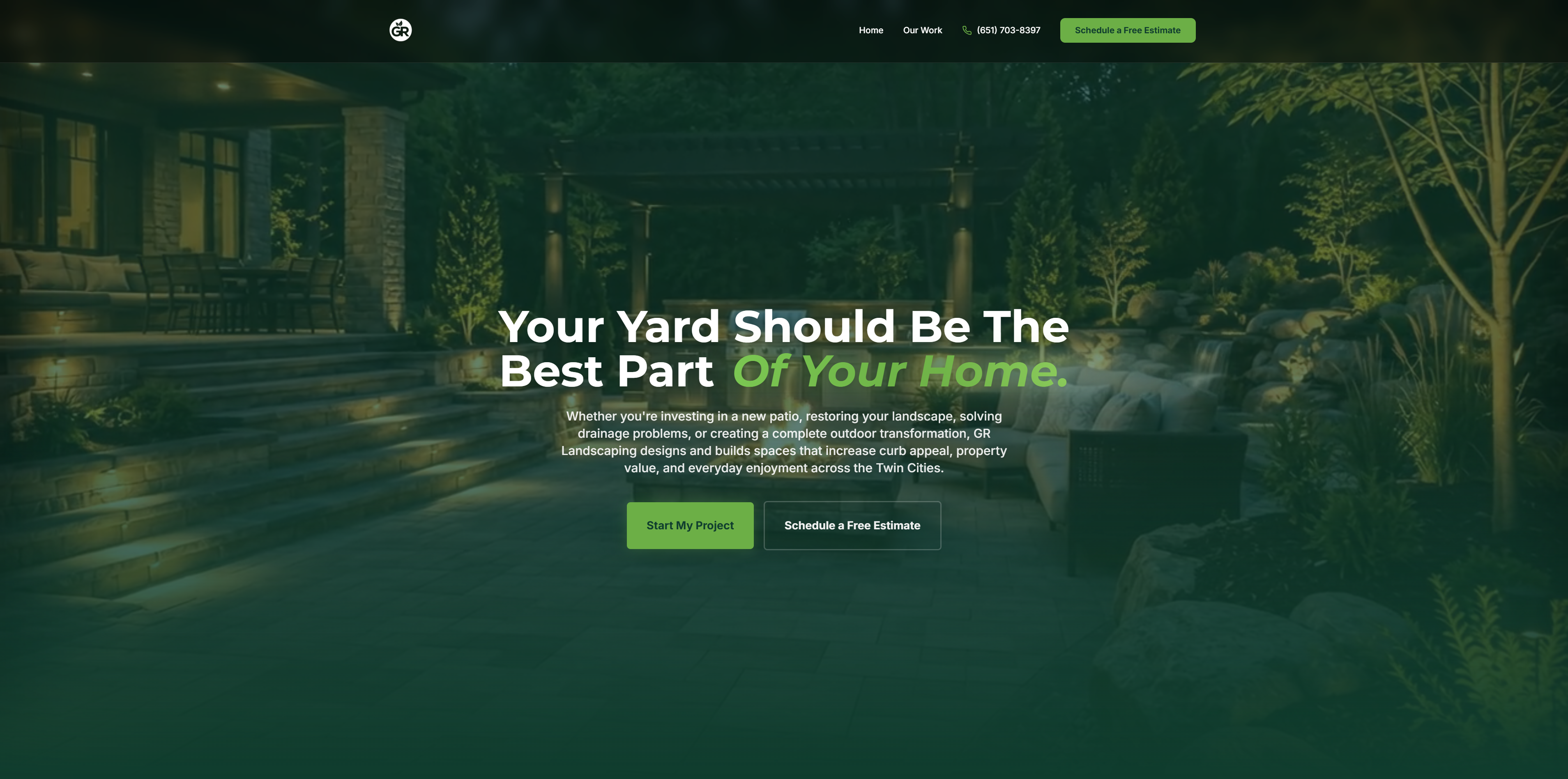 GR Landscaping website designed by PG Solution — desktop experience