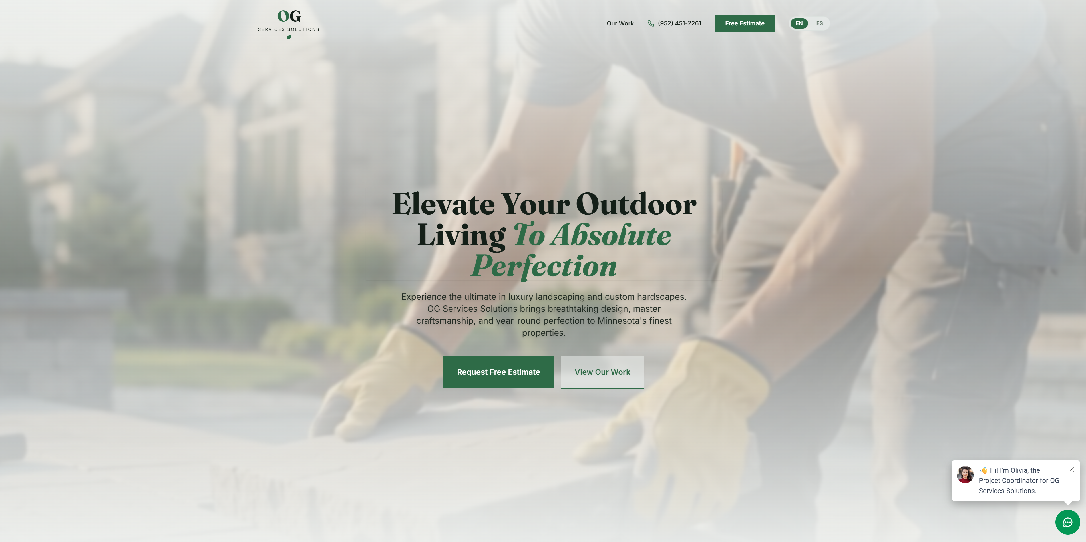 OG Services Solutions website designed by PG Solution — desktop experience