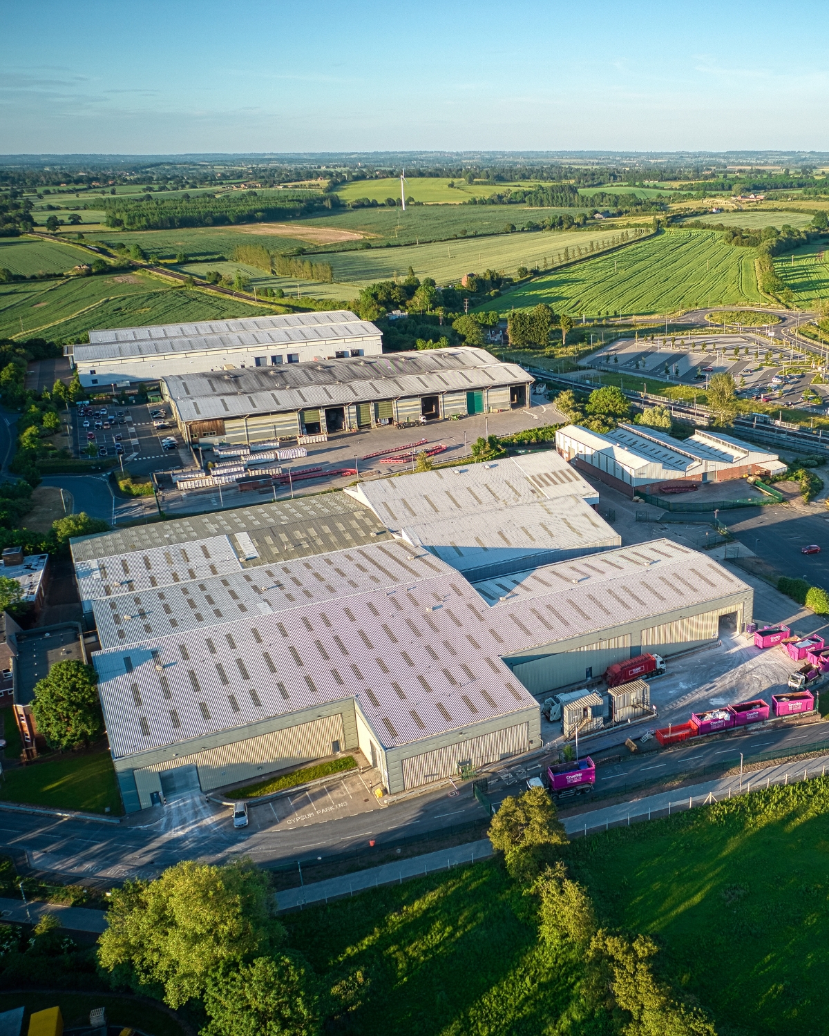Aerial view of commercial building