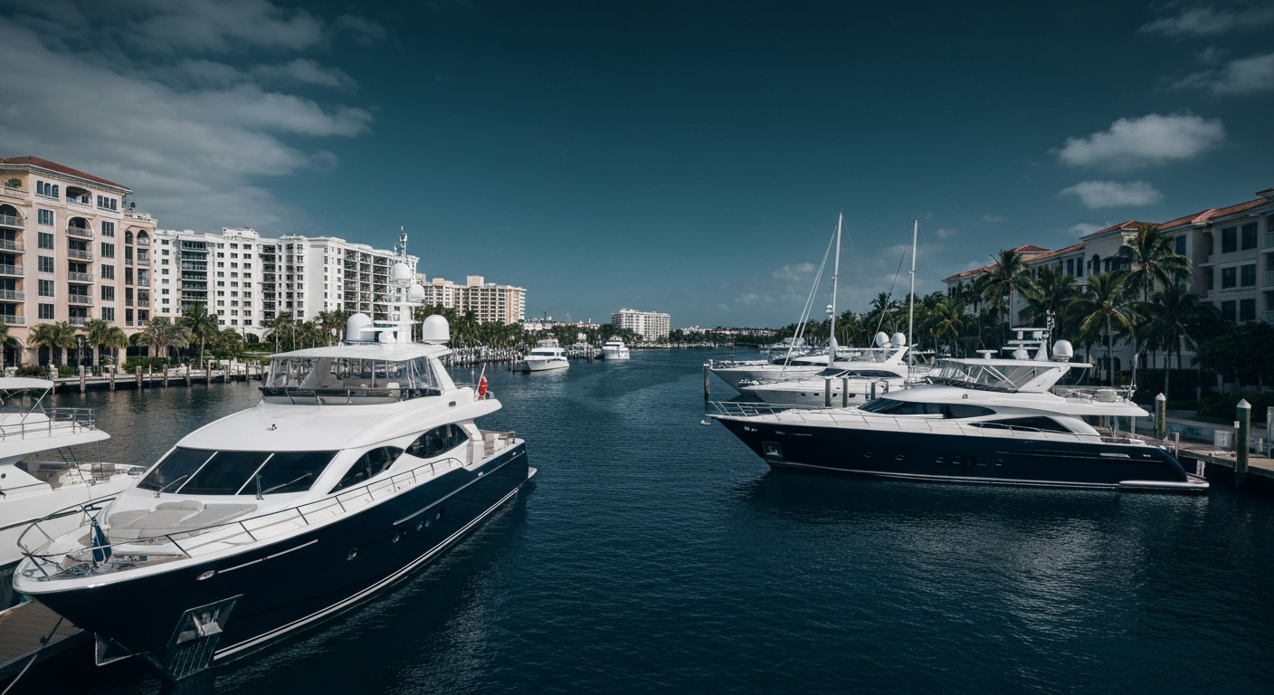 Hollywood Florida waterfront and luxury vessels
