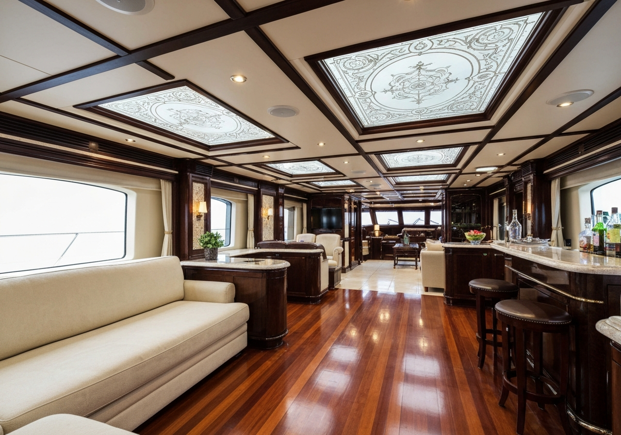 Beautifully detailed yacht salon