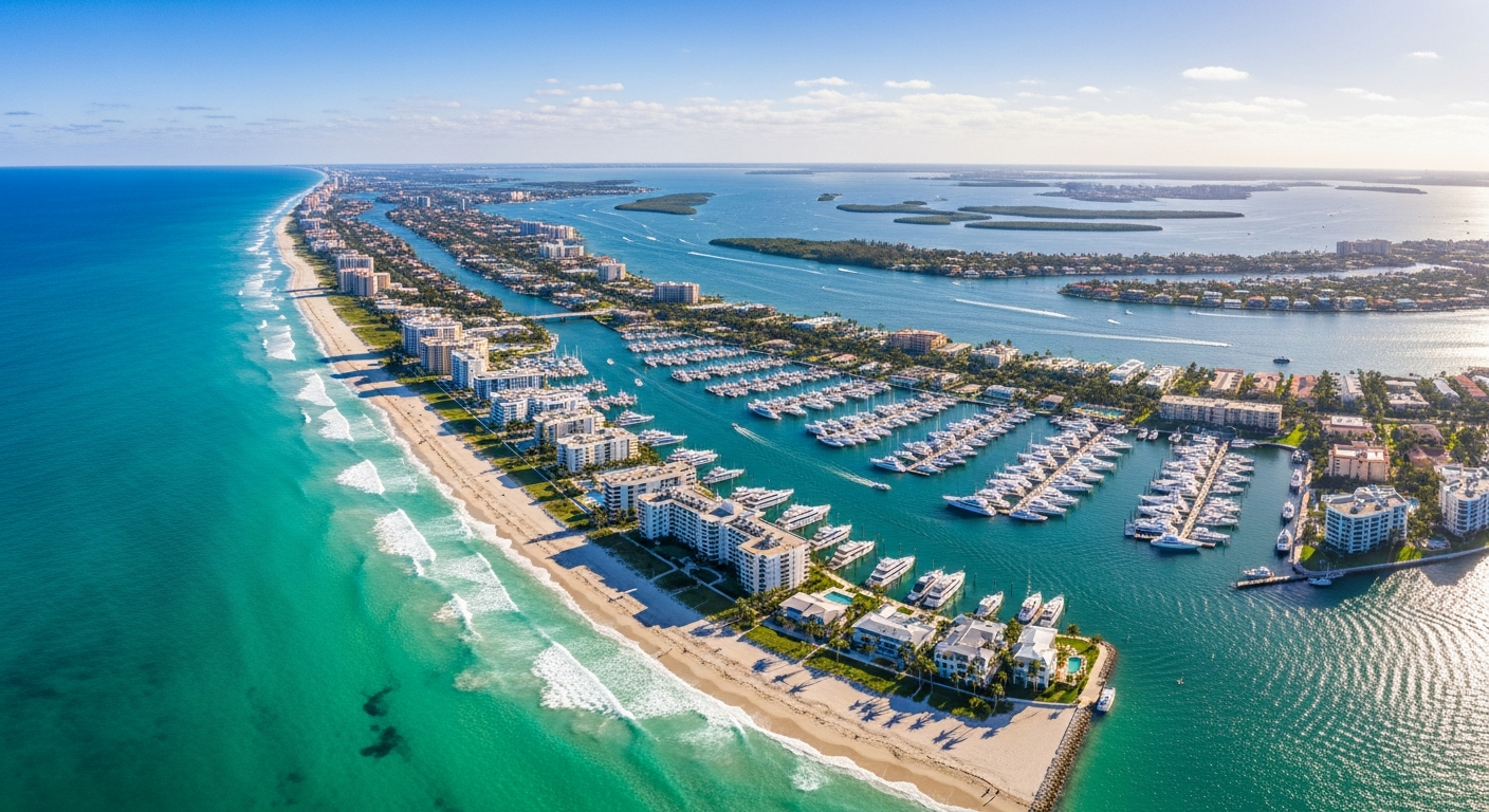 South Florida coastline and marinas
