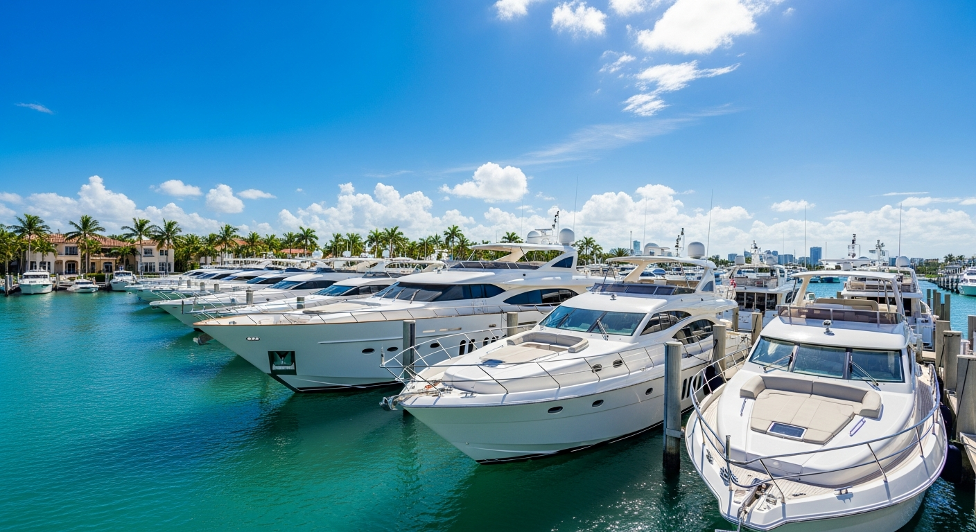 Miami Beach Marina with luxury yachts