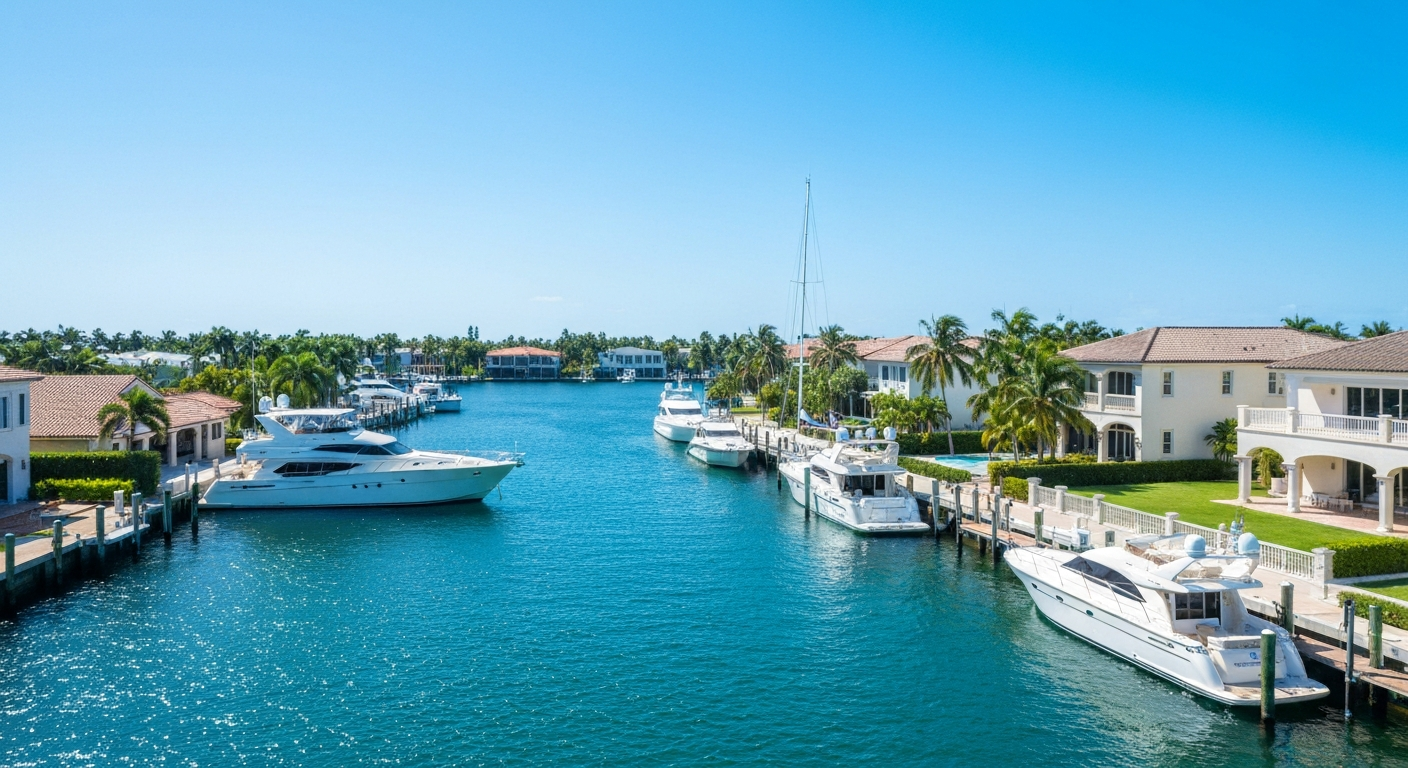 Lighthouse Point waterfront and luxury yachts