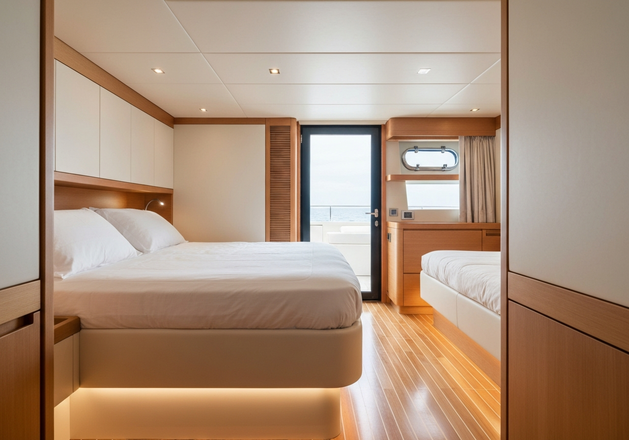 Pristine yacht cabin interior