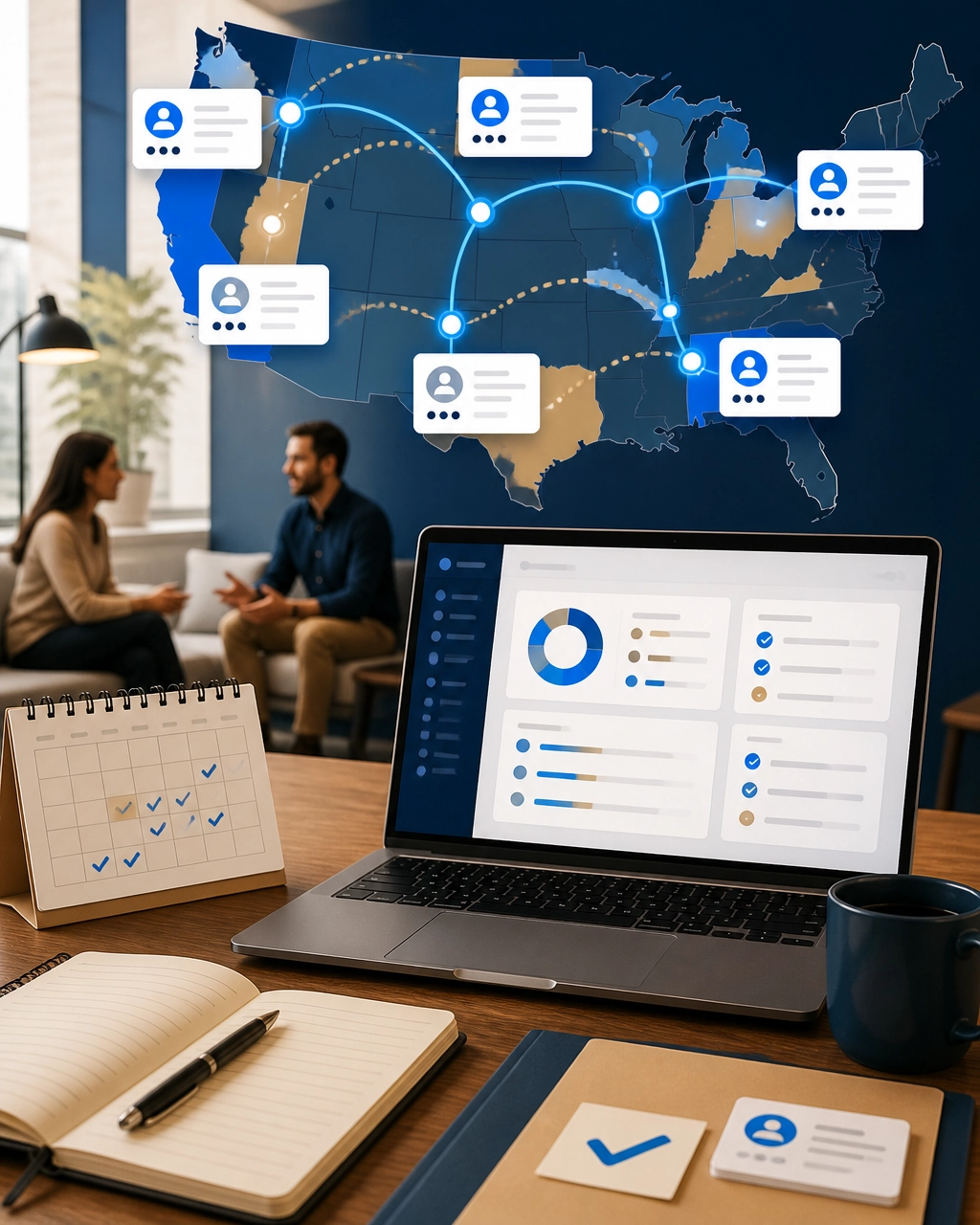 CRM system organizing real estate referral relationships across multiple markets