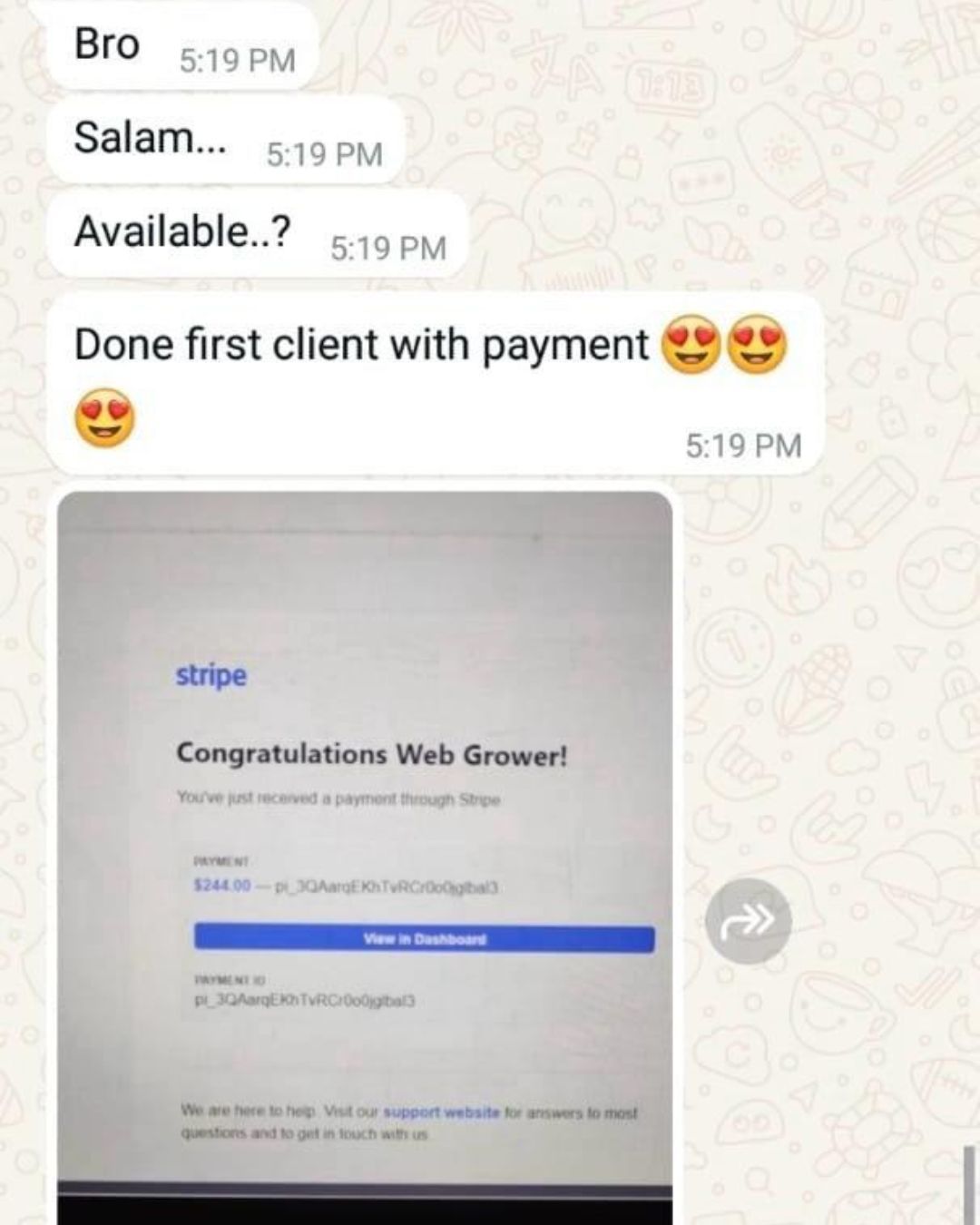 First Client Paid Through Stripe