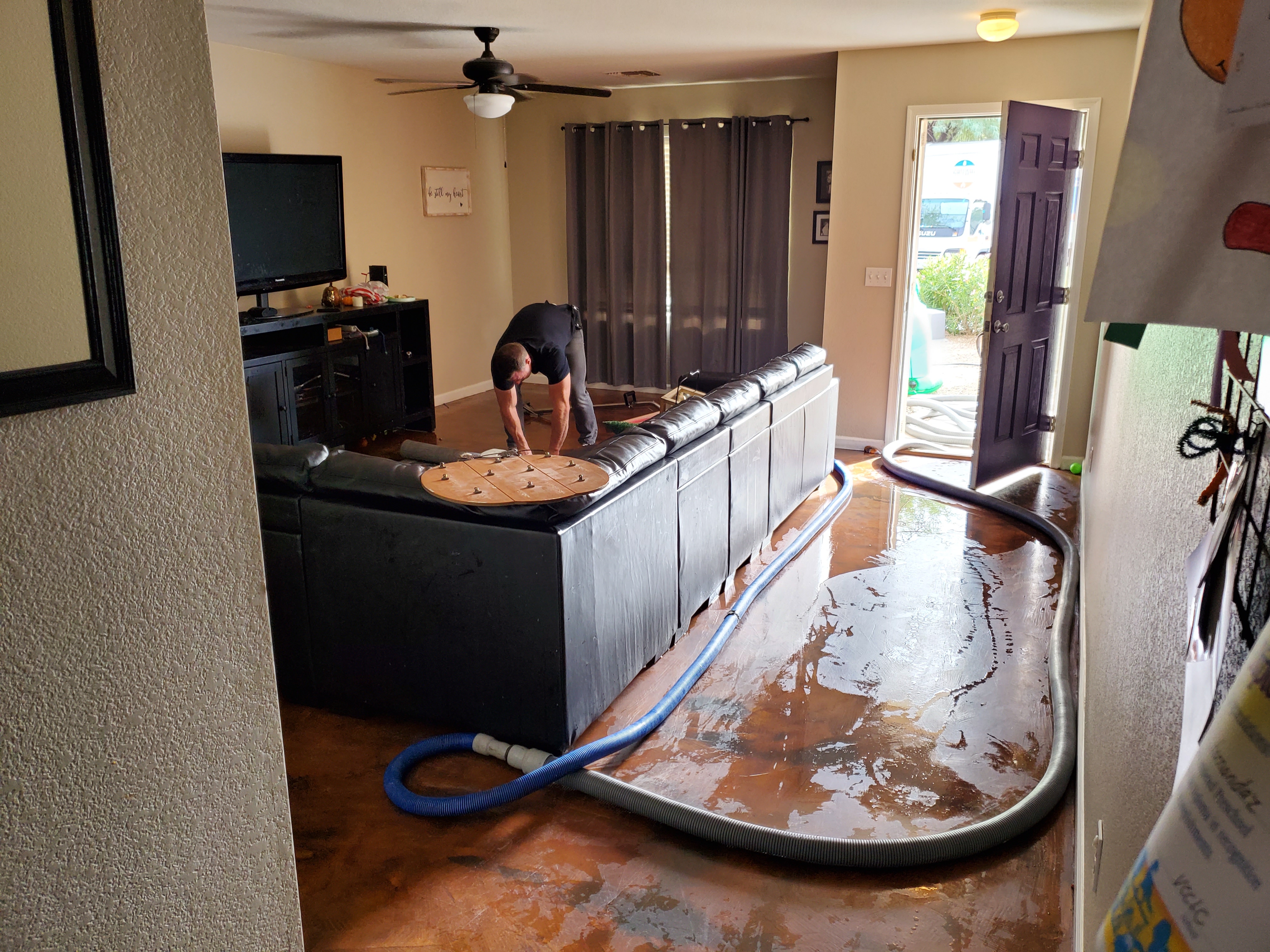 Recent water damage restoration work
