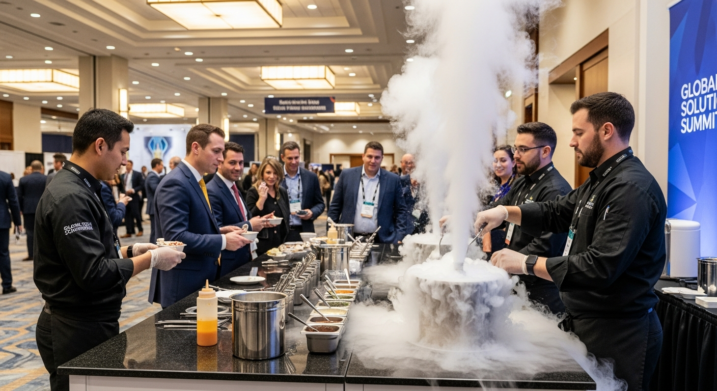 Premium liquid nitrogen ice cream catering activation at a corporate convention in Washington DC