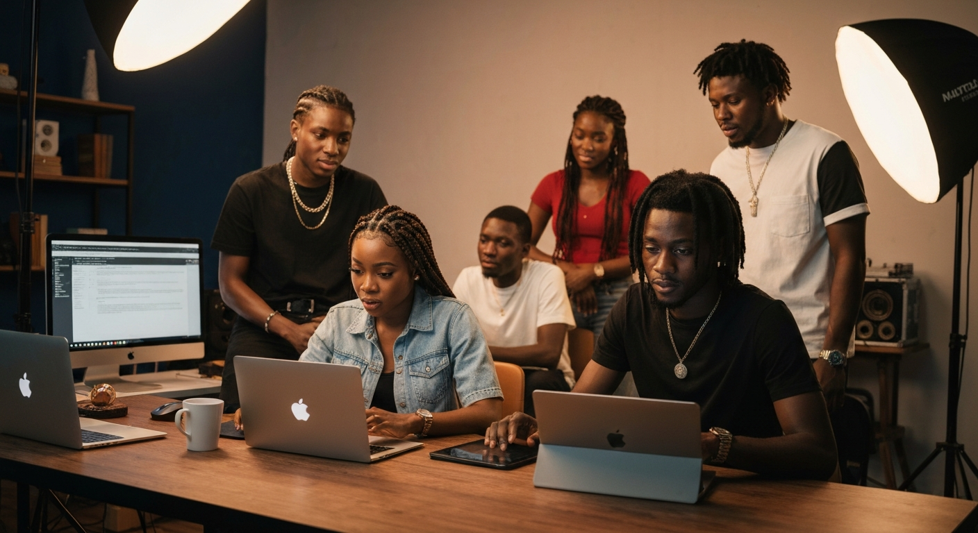 Creative collaboration in studio
