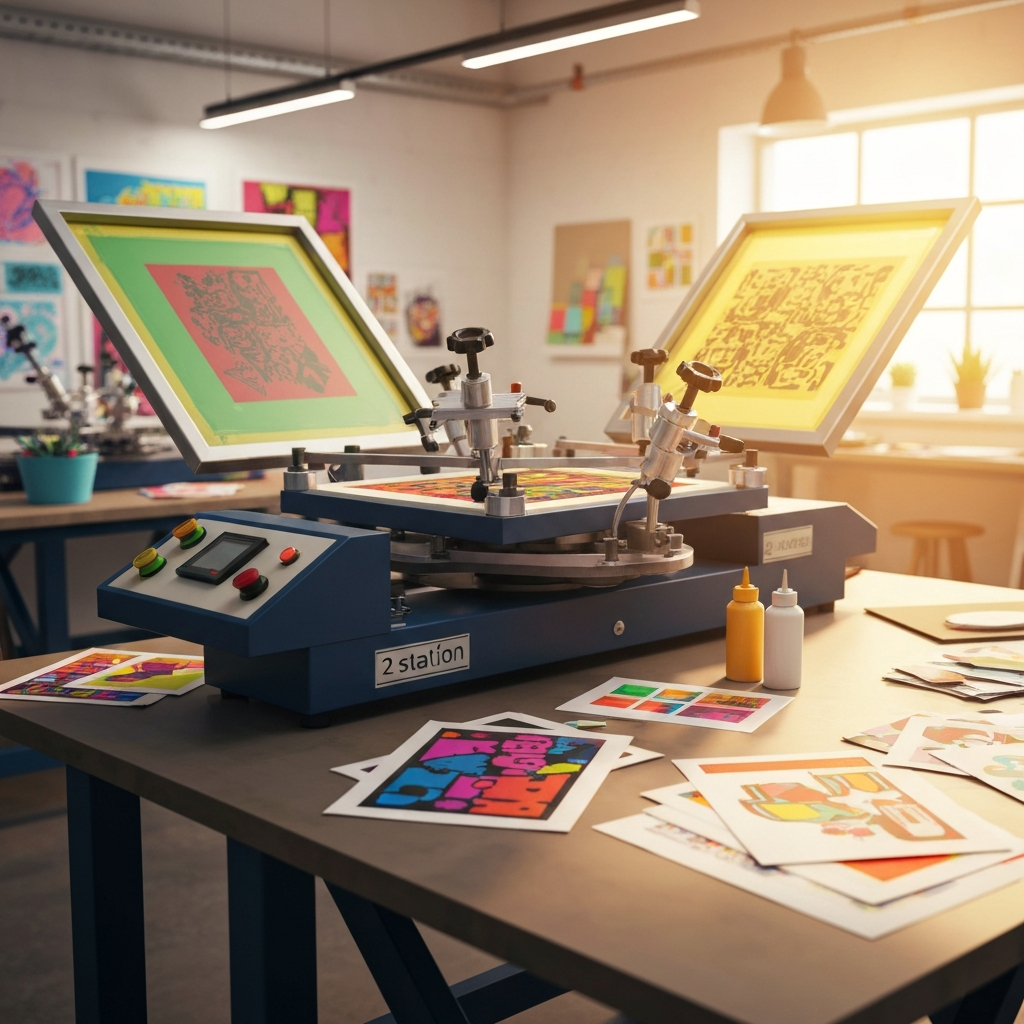2-station 4-color screen printing press