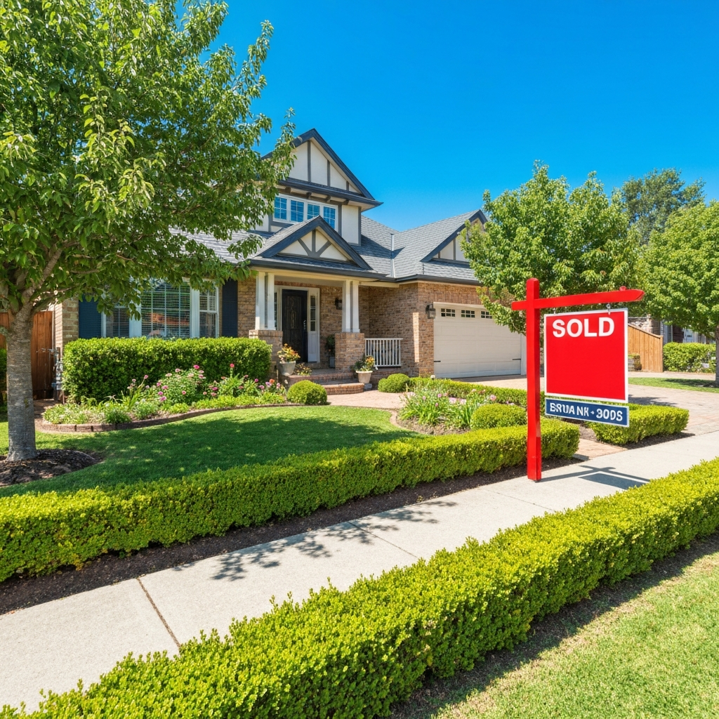 Sold sign in front of a house
