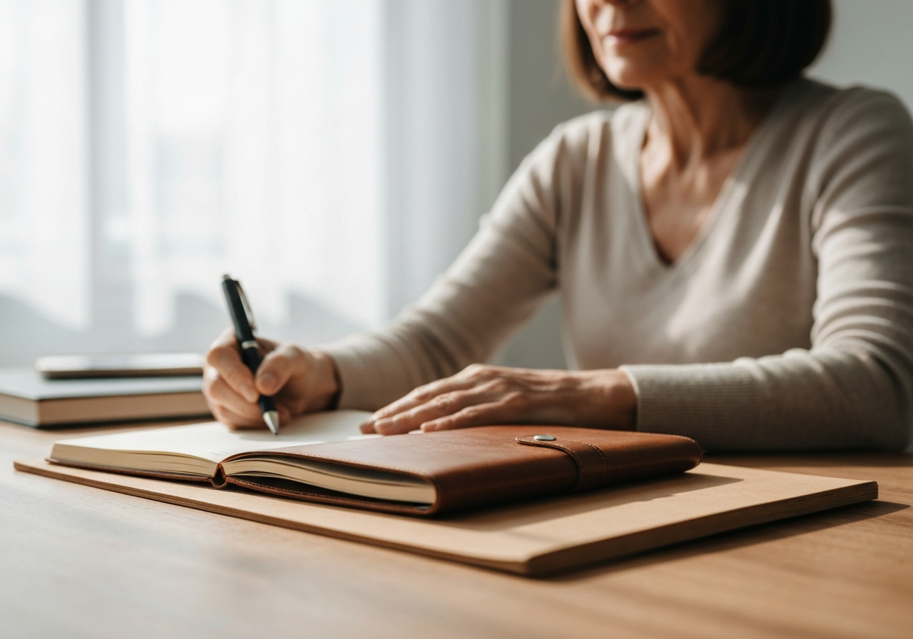 A calm desk with a notebook