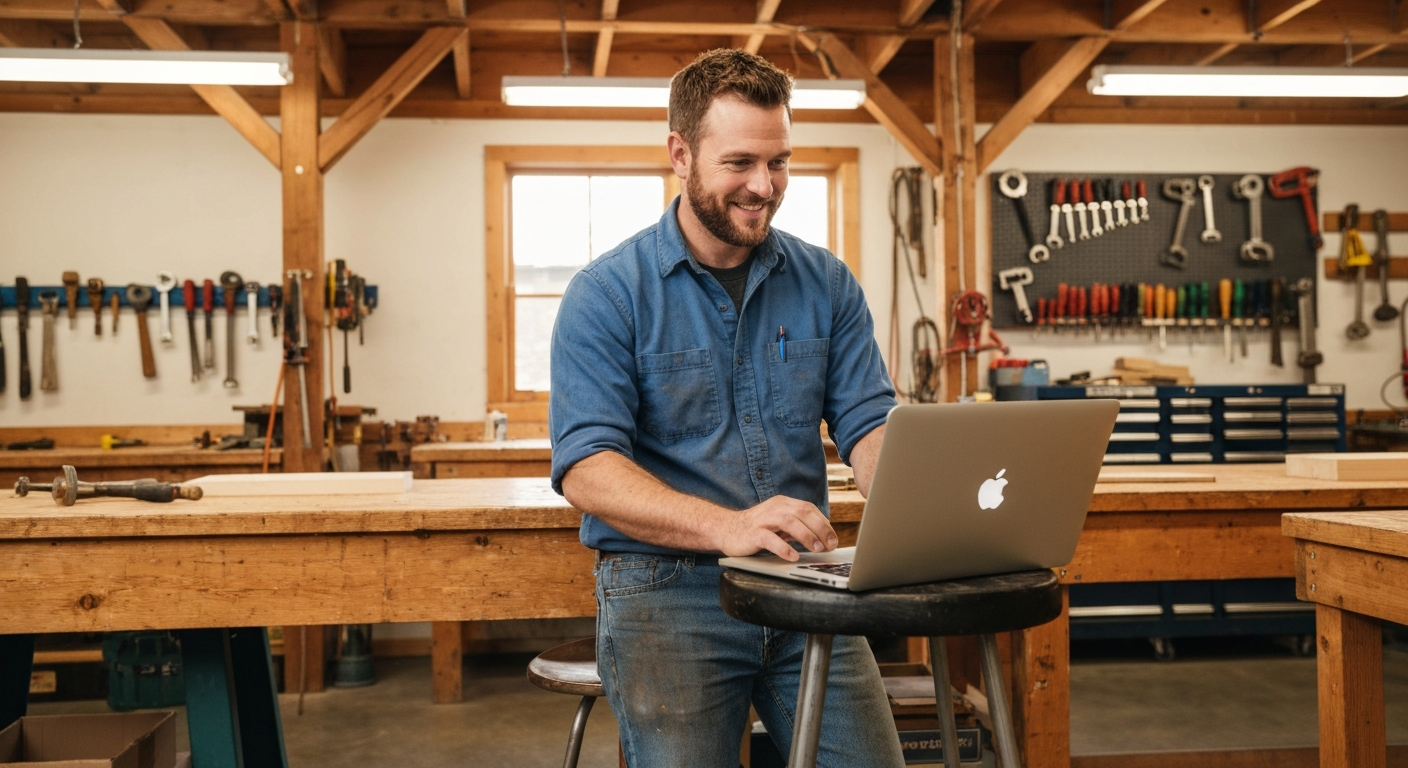 Small-town business storefront or rural business owner at work
