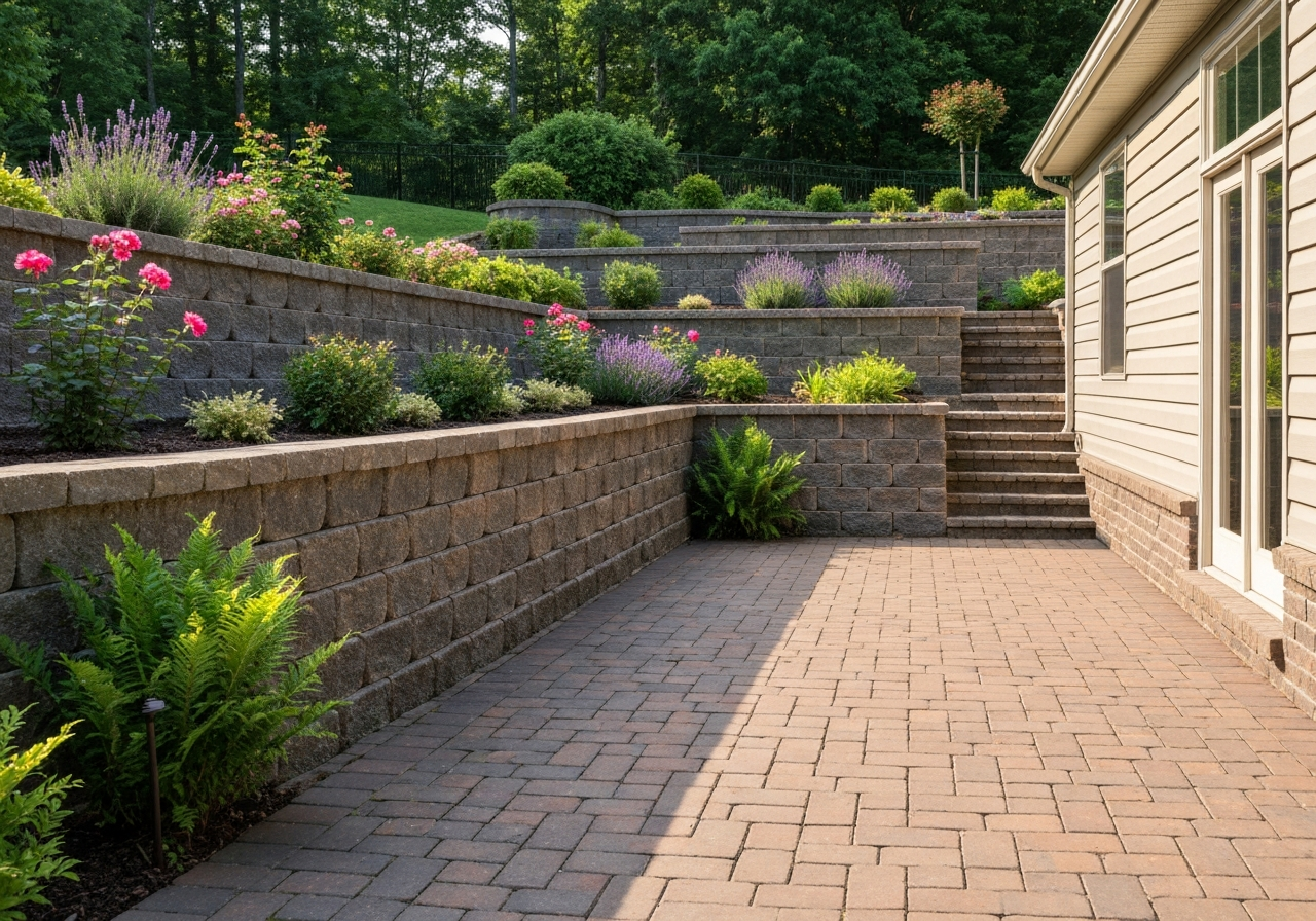 Hillside Retaining Wall & Patio