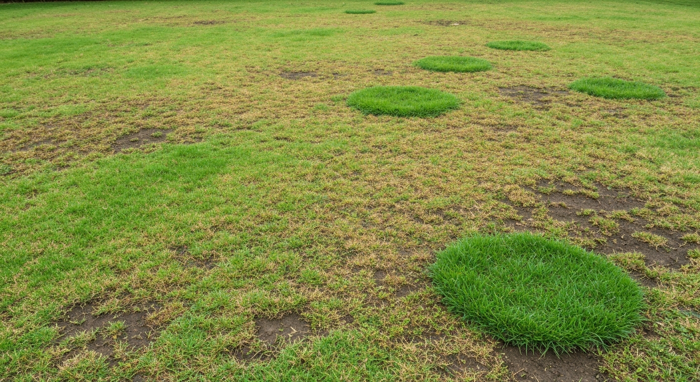 Patchy, weedy, thin lawn