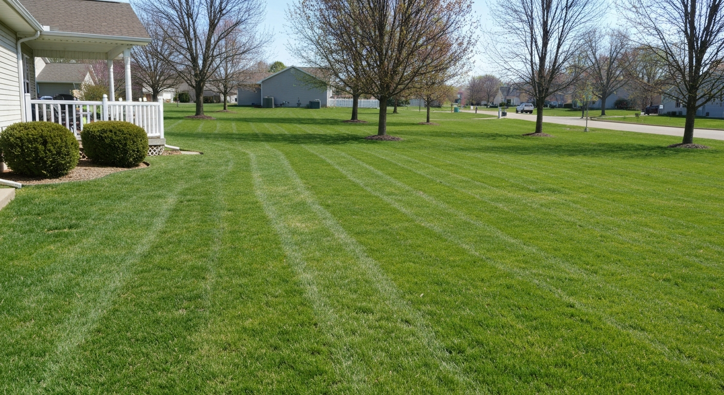 Thick, uniform green lawn after renovation