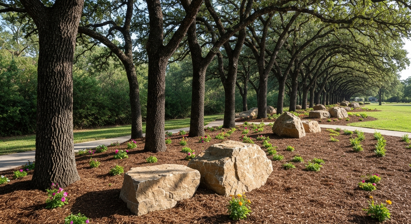 Landscape lighting and rock installation for Fredericktown MO home