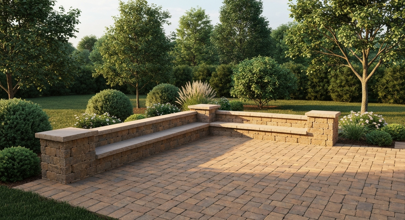 Paver patio with seating wall