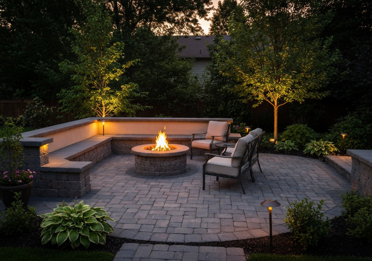 Backyard Paver Patio & Fire Pit