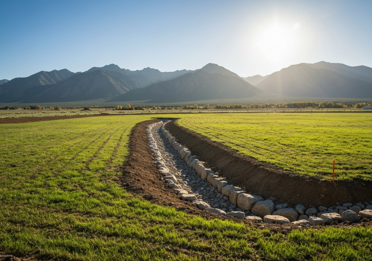 Acreage grading and drainage on a mountain lot
