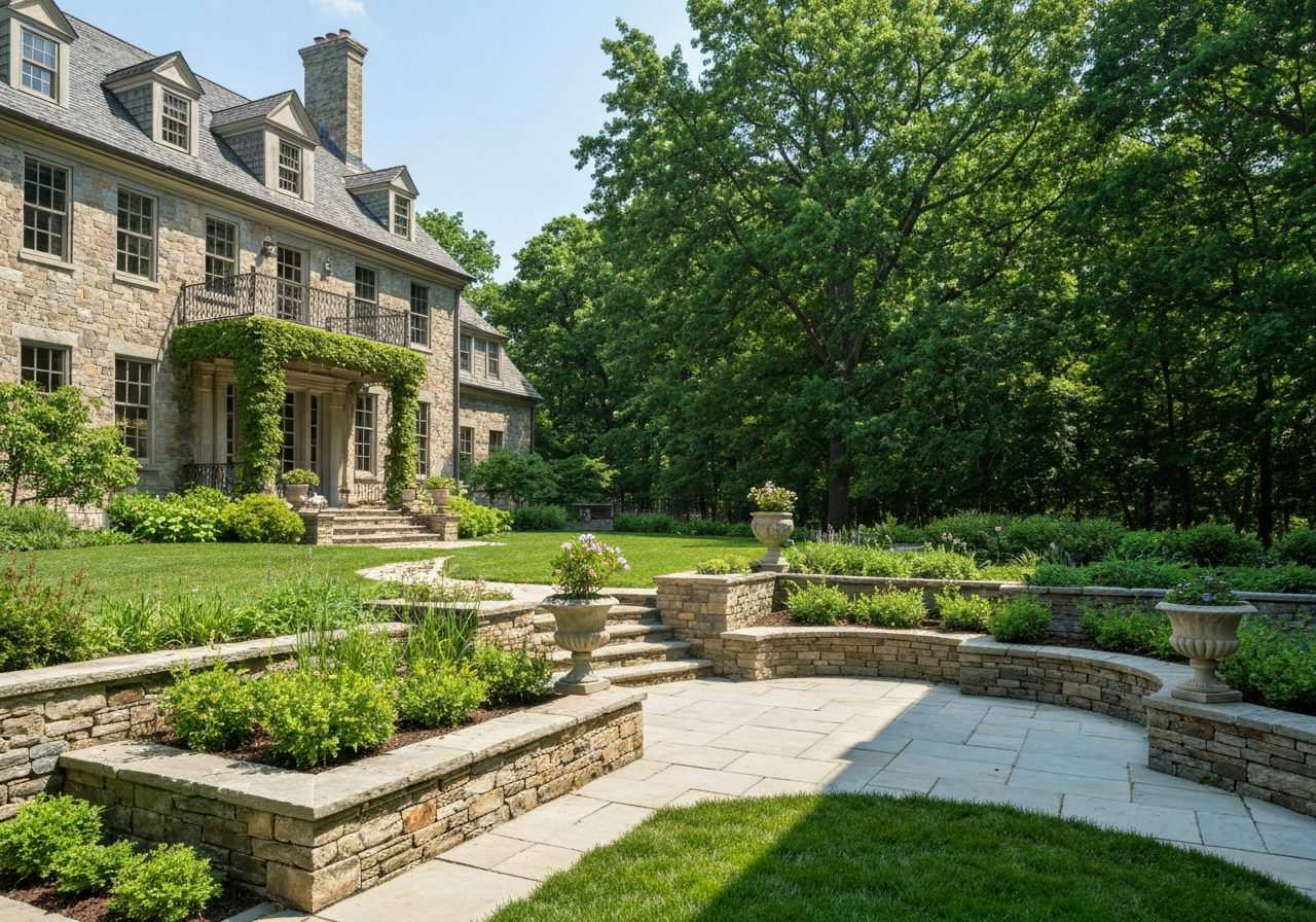 Landscape design at an older historic home in Ste. Genevieve