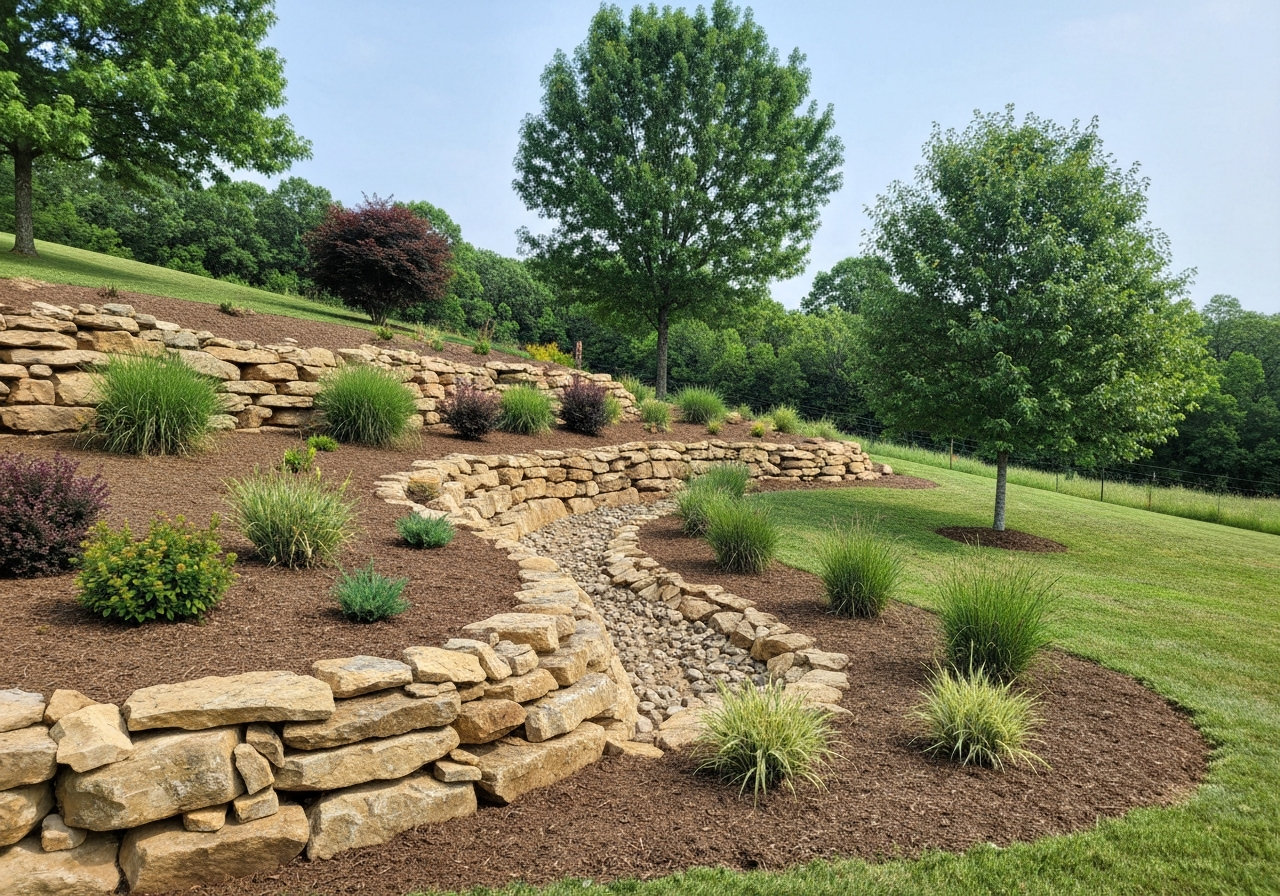 After: Proper grading and dry creek bed