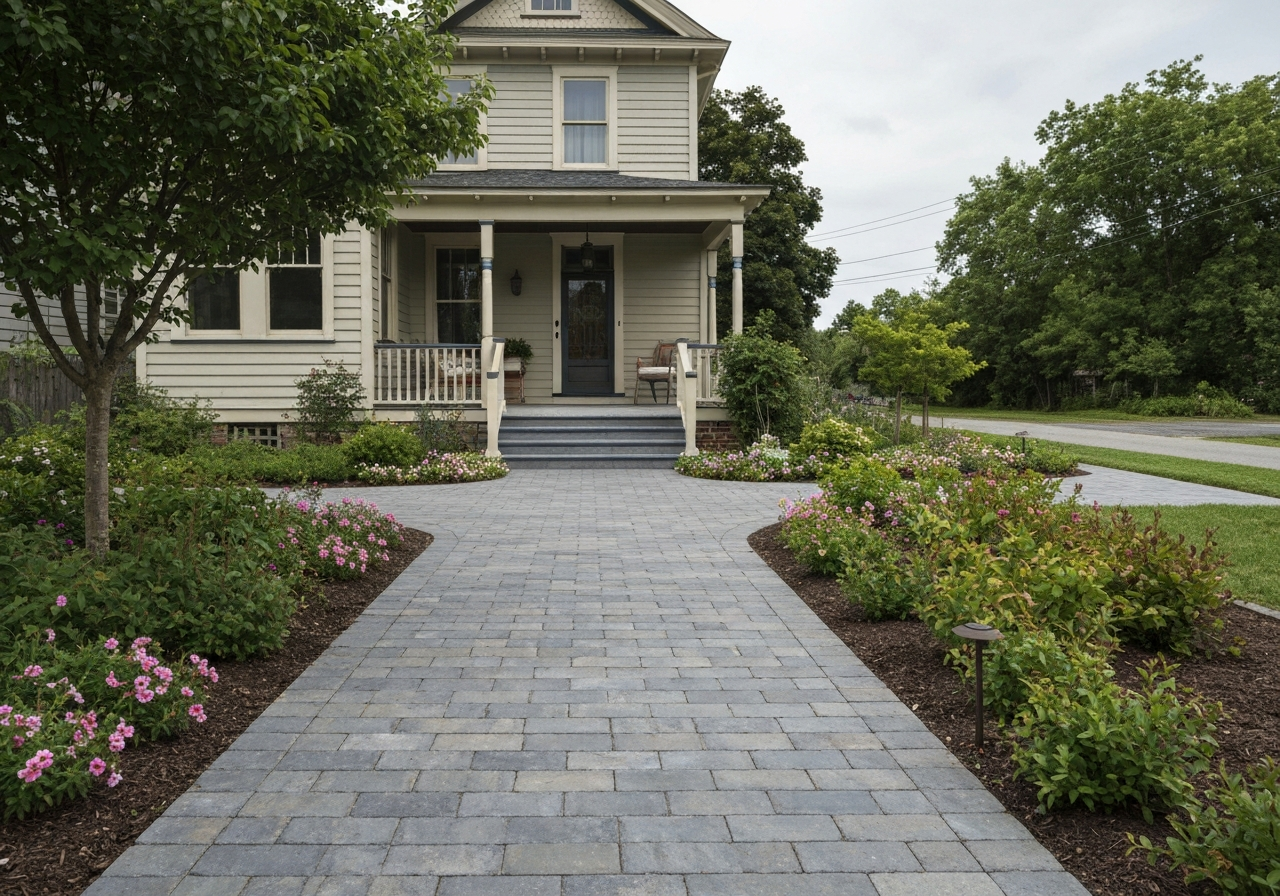 Paver patio and renovated landscape beds for an established Bonne Terre MO home