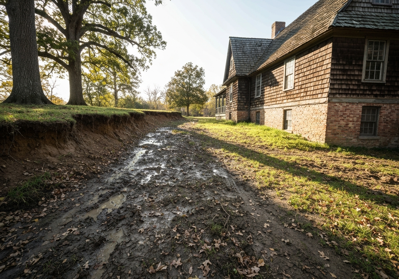 Before: Eroding slope at historic Ste. Genevieve home