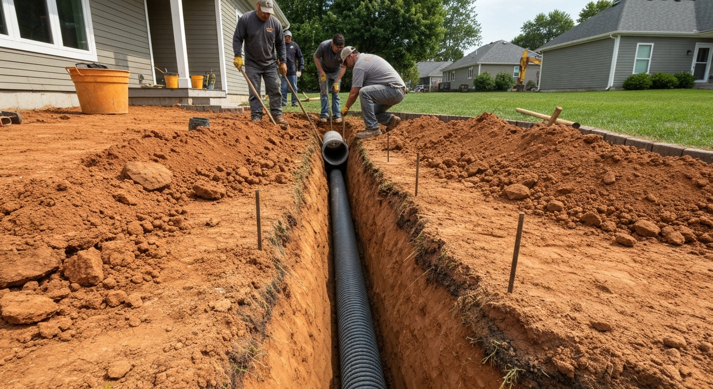 Landscaping park hills mo drainage grading for clay soil and sloped yard