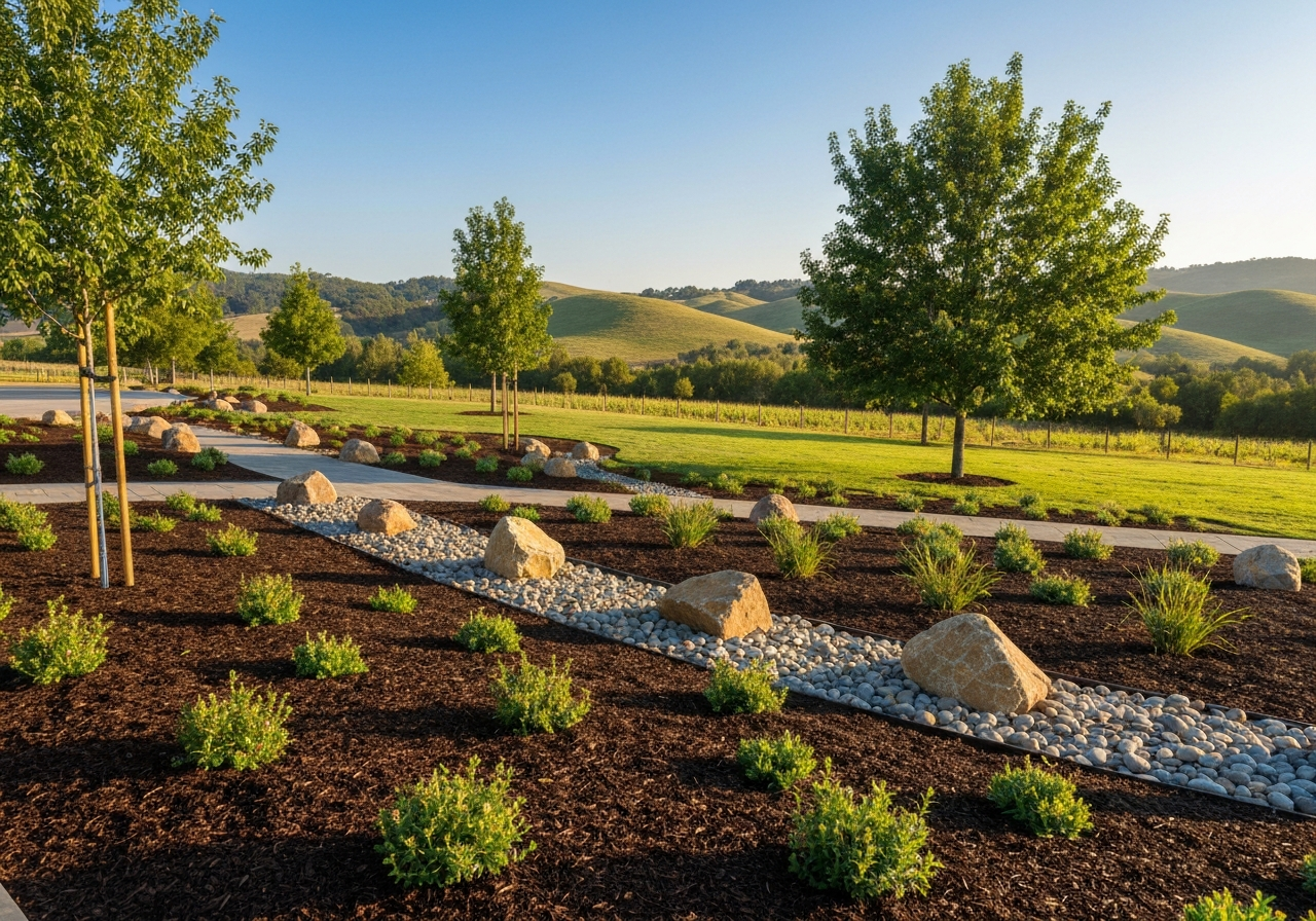 Landscaped rural wine-country acreage