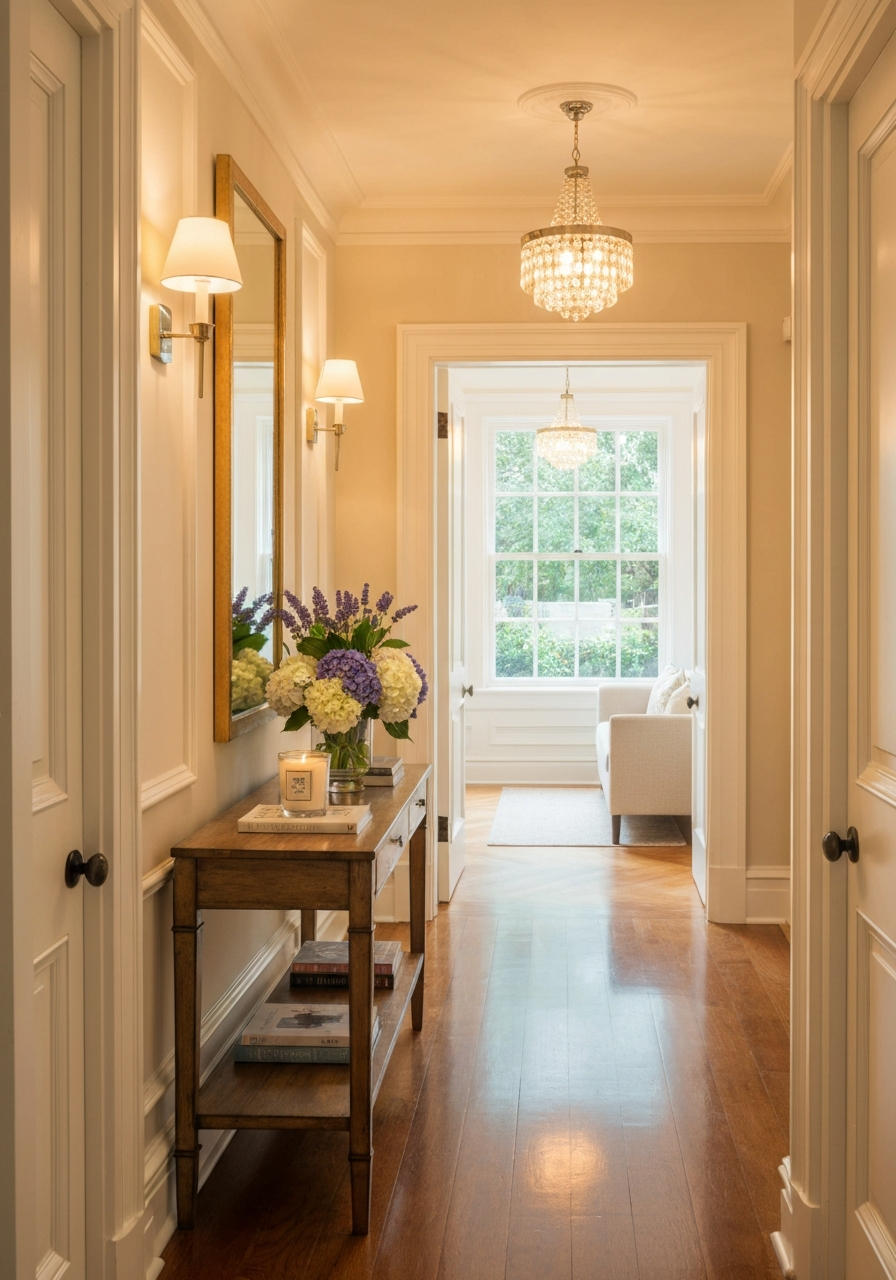 Elegantly decorated holiday living room