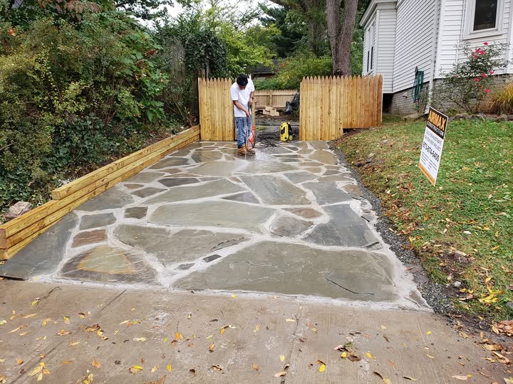 Stone driveway installation