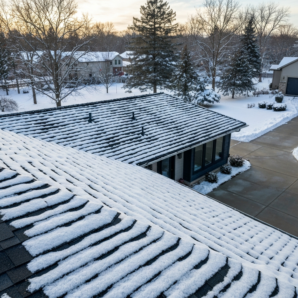 Durable residential roof weathering snow in Fort Wayne
