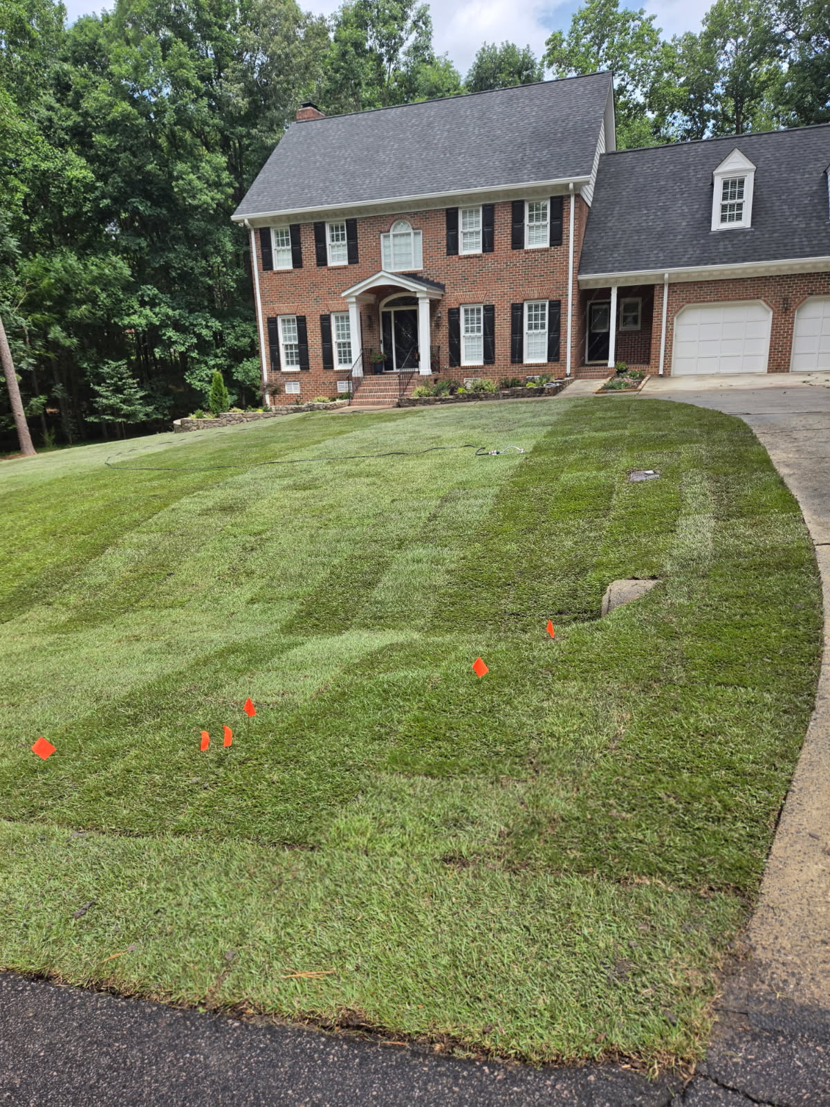 Turf and sod installation with fire pit