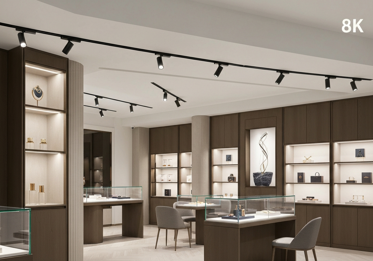 LED lighting installation in modern interior space