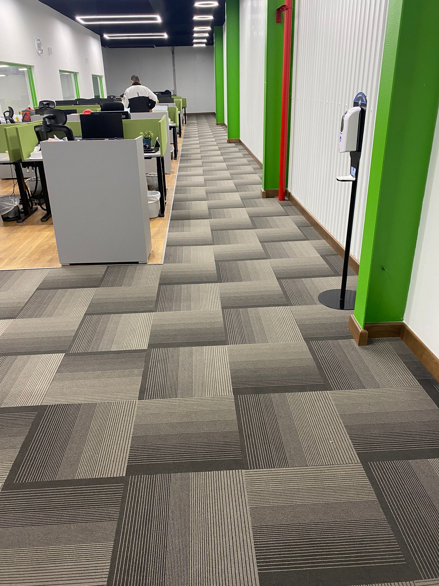 Arla Project modular carpet tiles in office corridor