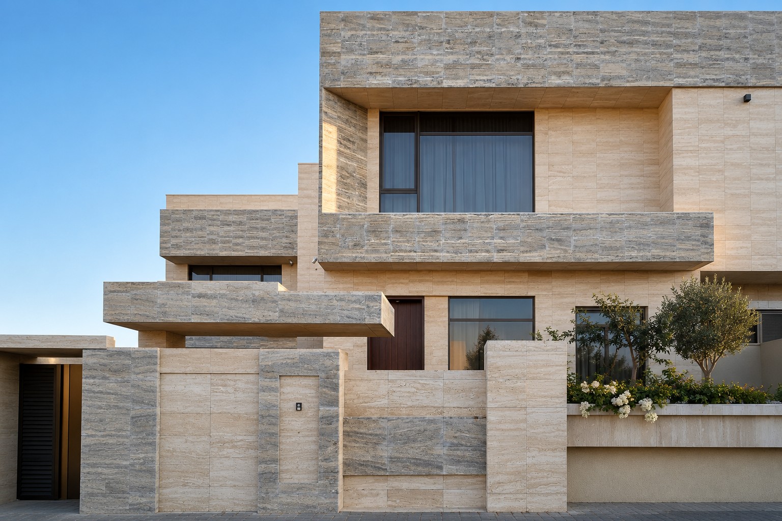 Beige & Silver Travertine Facade