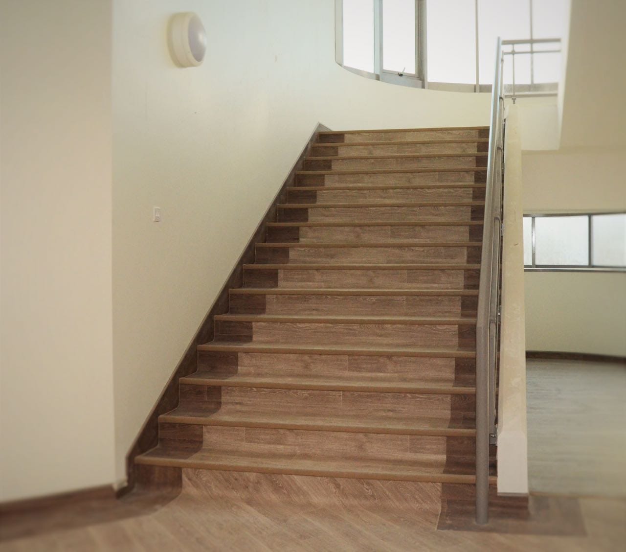 School corridor with anti-slip vinyl flooring for high foot traffic