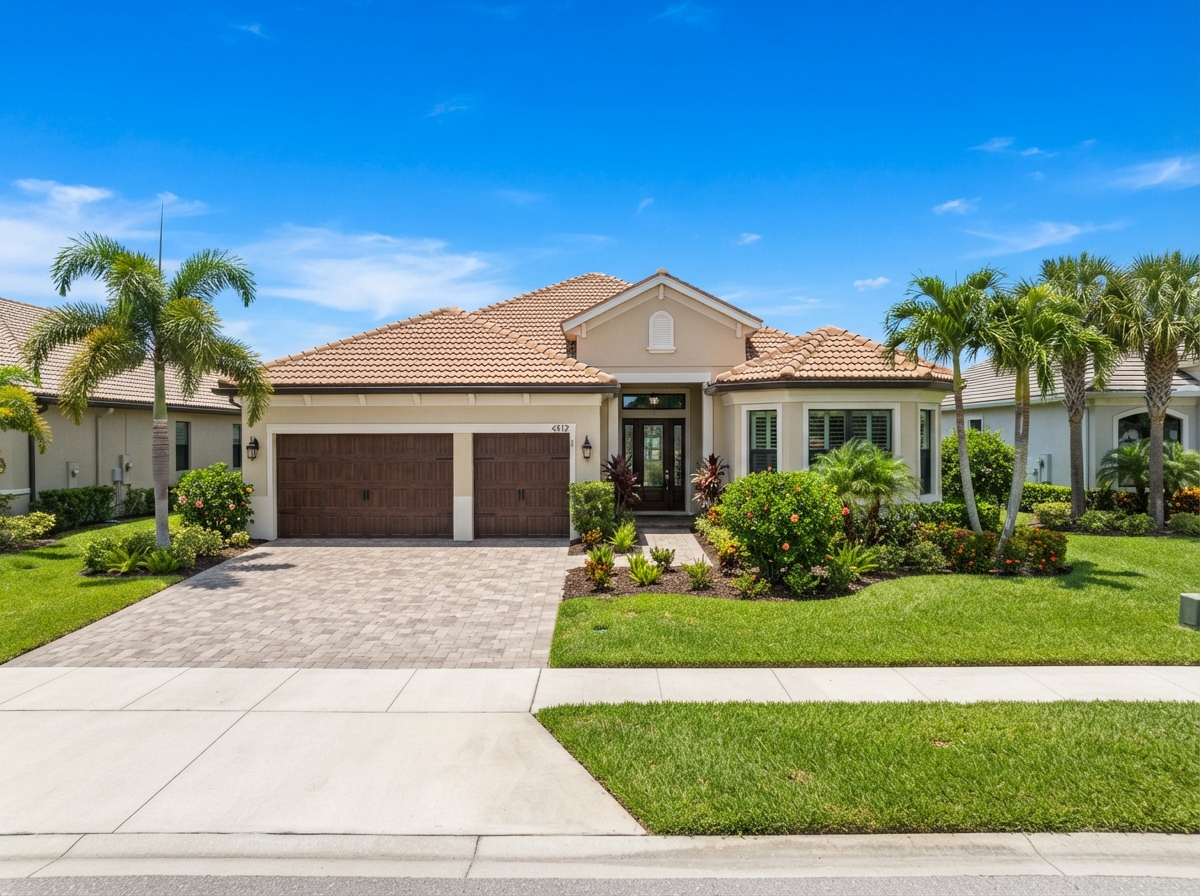Estero FL master-planned community home with HOA palette exterior paint