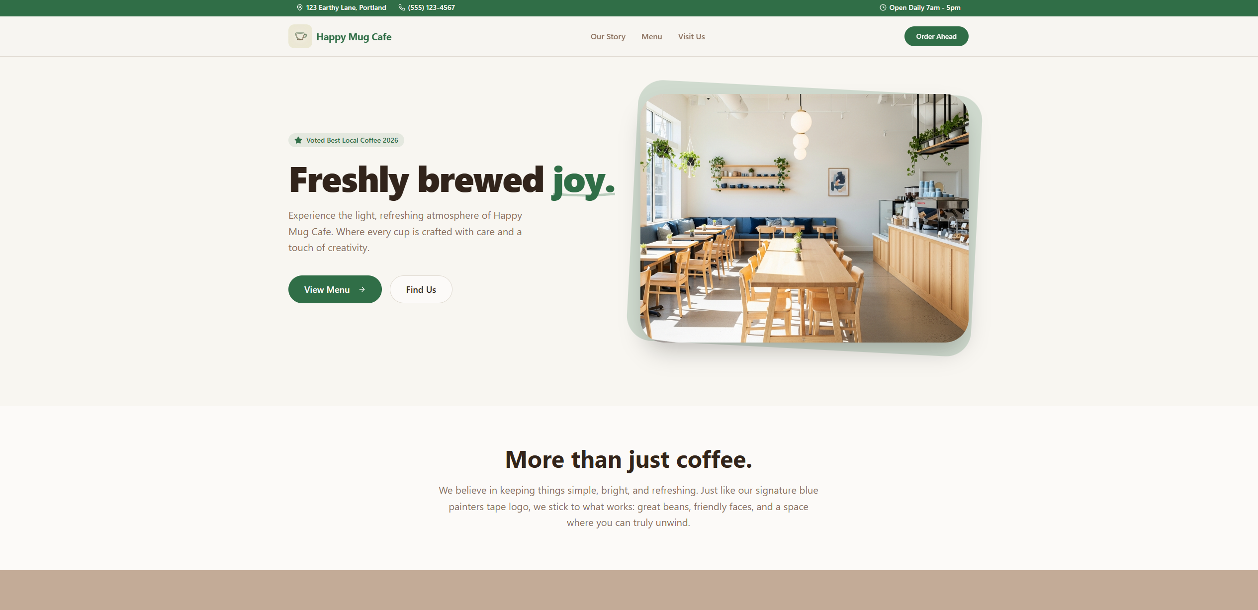 Happy Mug Cafe website preview