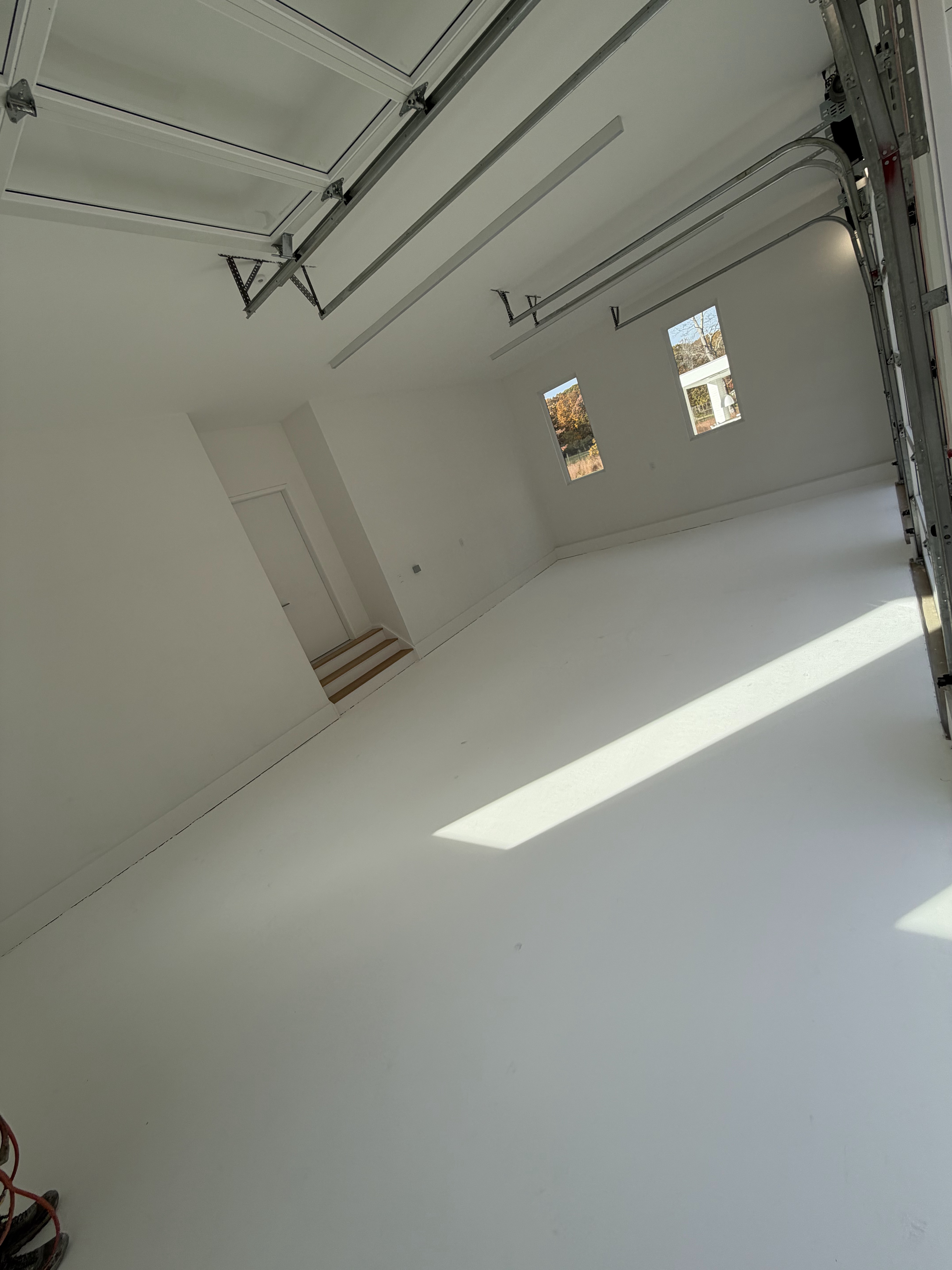 Bright white seamless garage floor coating