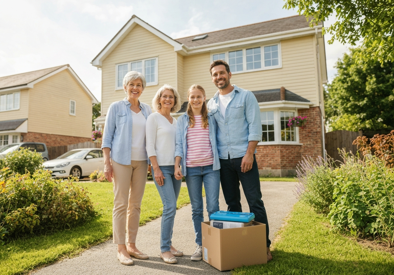 Happy family moving