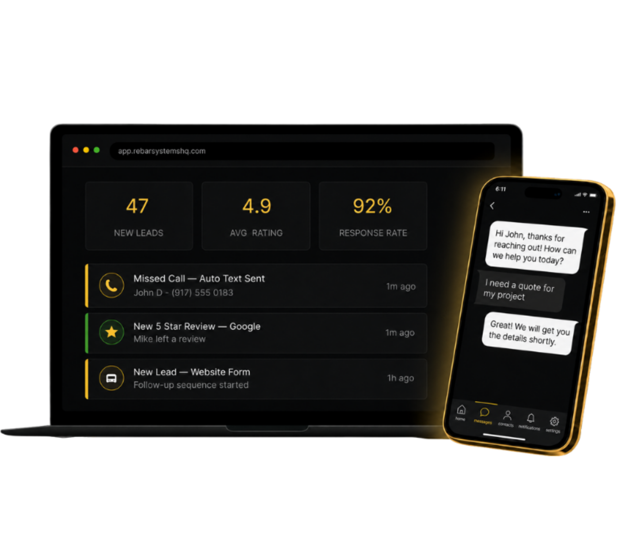 Rebar Systems Dashboard Preview