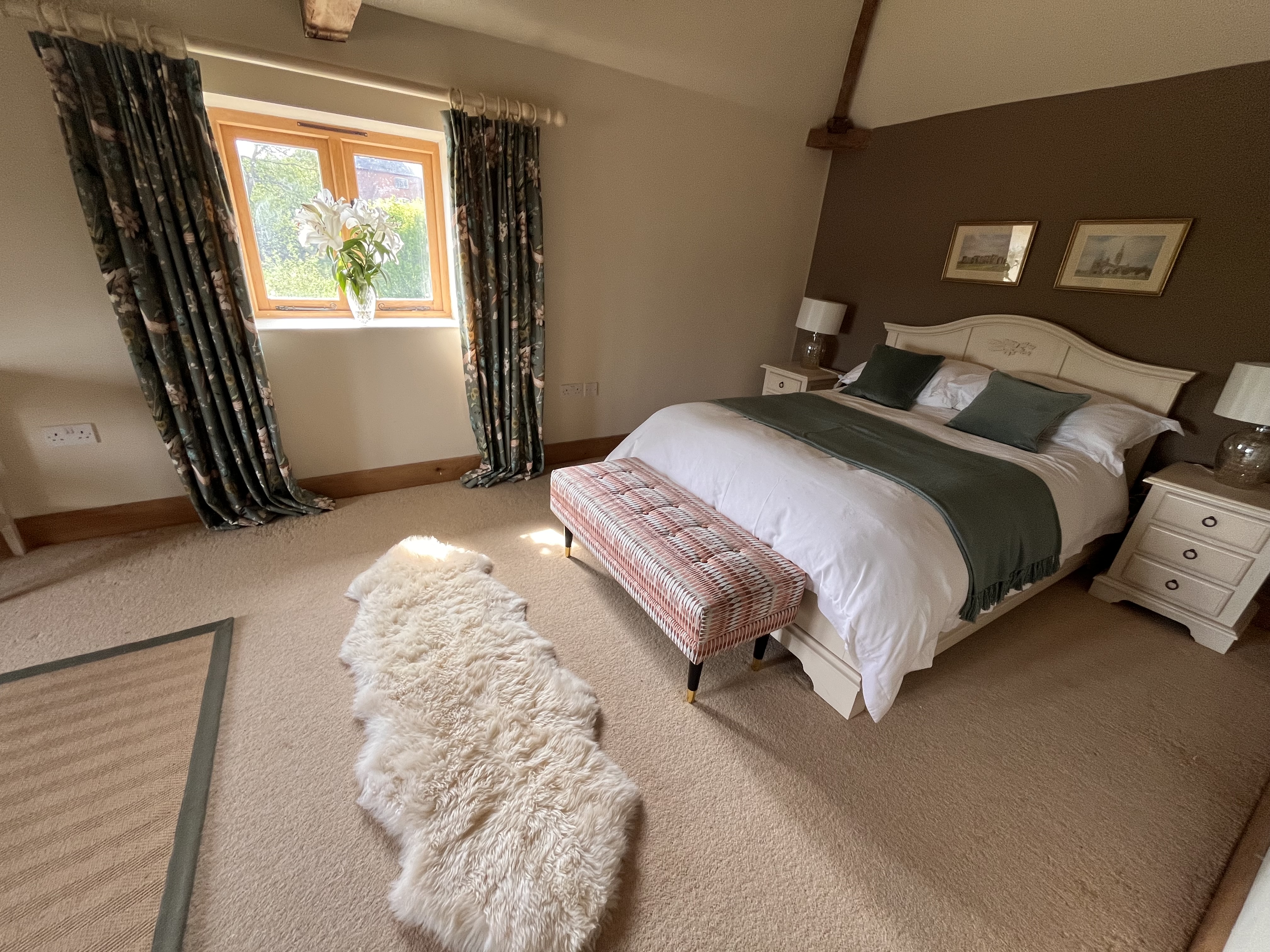 The Pond Room double bed with scenic window and countryside view