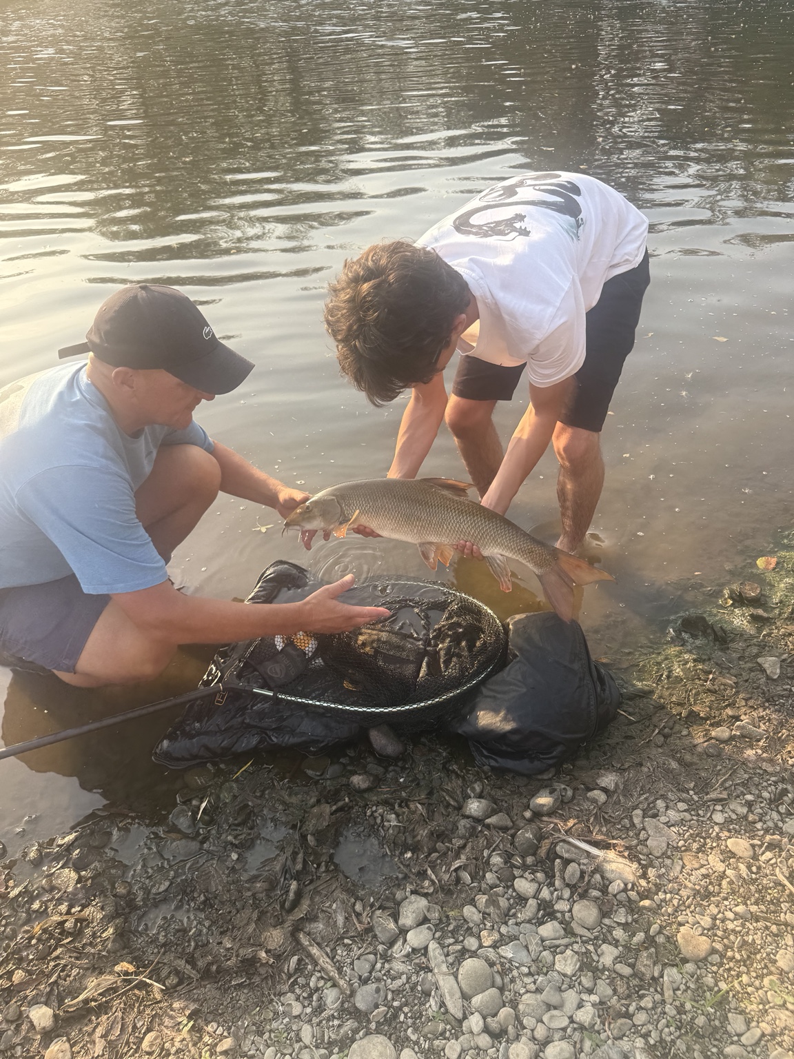 Dave Roberts guiding Harry with River Wye barbel