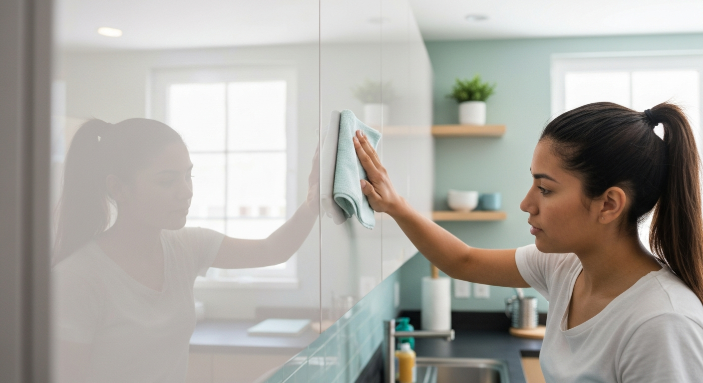 Cleaning high gloss cabinet