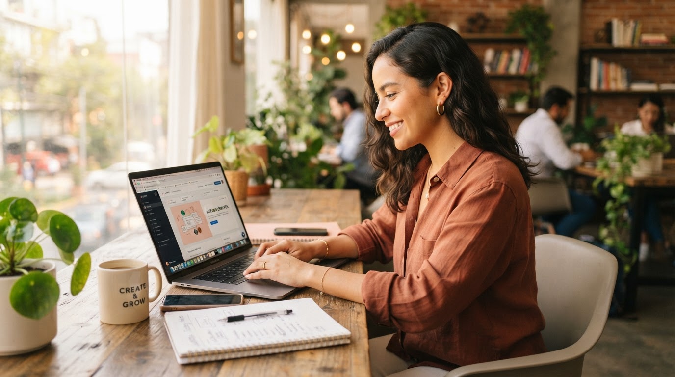 Latina entrepreneur planning and building her venture