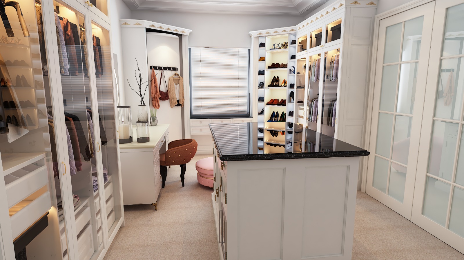 Custom walk-in closet design