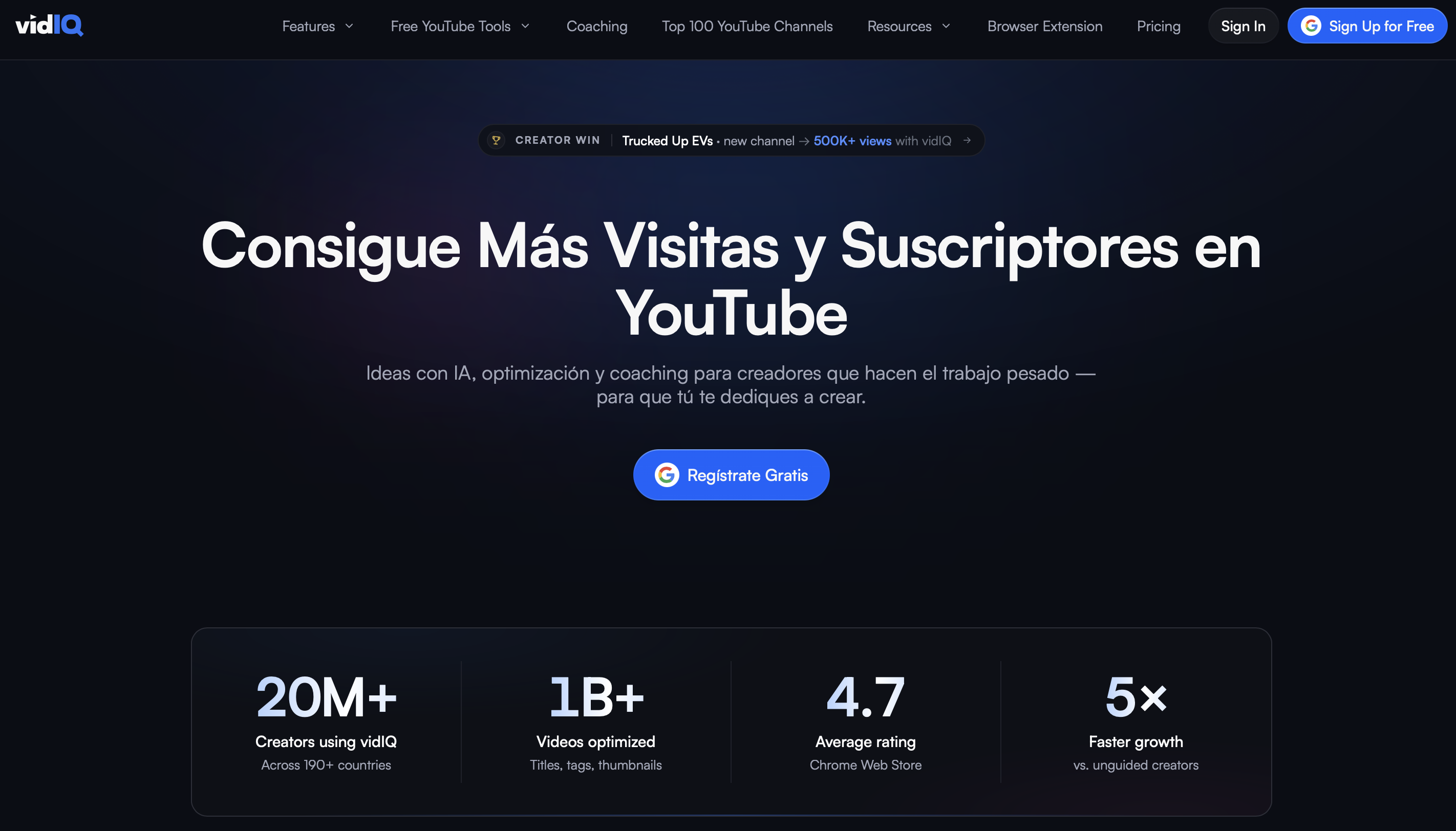 Plataforma VidIQ